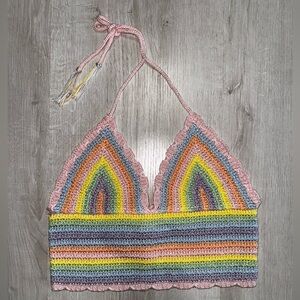 Knitted halter crop top